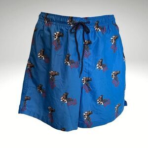 NEW! Wave Zone Blue Swim Shorts with Patriotic Eagle and Flag. NWOT. Men’s L